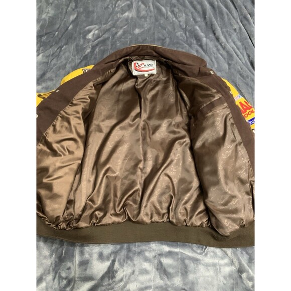 Vintage Chase Authentics M&M Varsity Jacket Men size Med brown yellow NASCAR - Picture 14 of 16